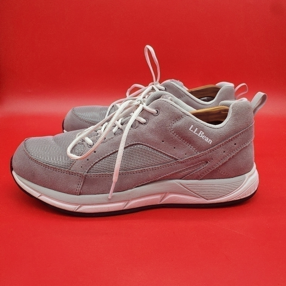 LL Bean Shoes Men's 10M Gray Suede Mesh Comfort Fitness Walking Sneaker